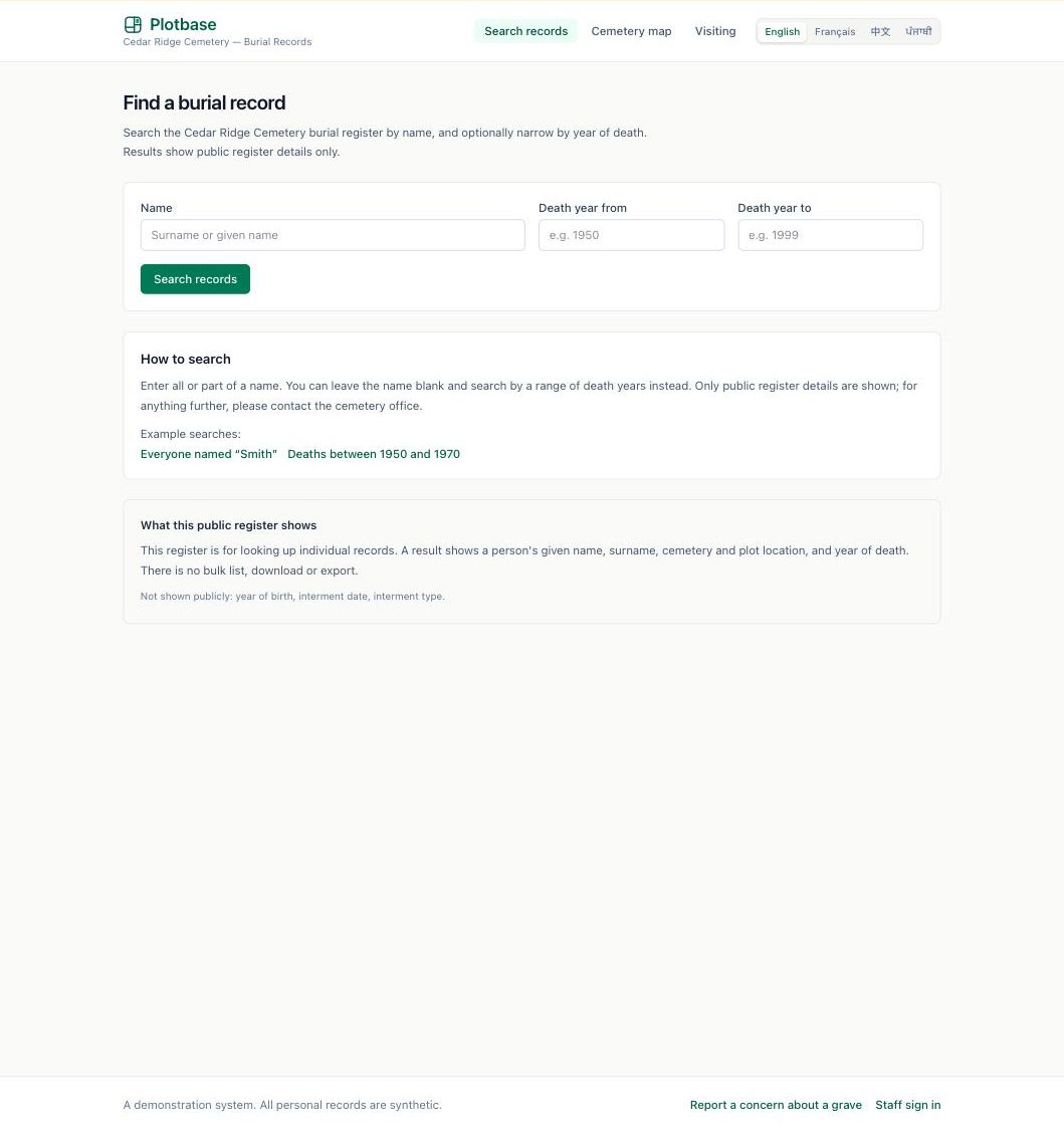 Public portal — Plotbase